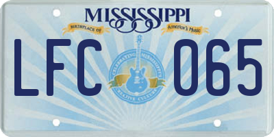 MS license plate LFC065