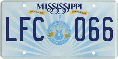MS license plate LFC066