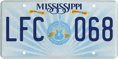 MS license plate LFC068