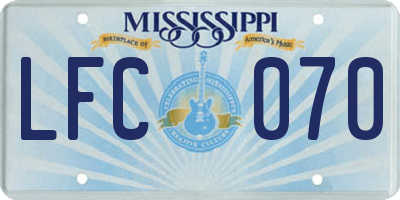 MS license plate LFC070