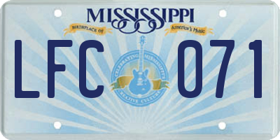 MS license plate LFC071