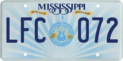MS license plate LFC072
