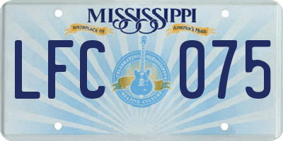 MS license plate LFC075