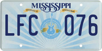 MS license plate LFC076