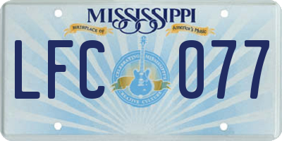 MS license plate LFC077