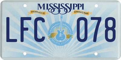 MS license plate LFC078