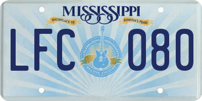 MS license plate LFC080