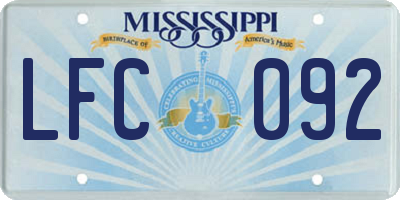 MS license plate LFC092