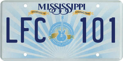 MS license plate LFC101