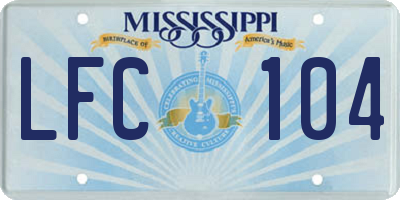 MS license plate LFC104