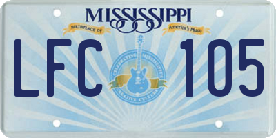 MS license plate LFC105