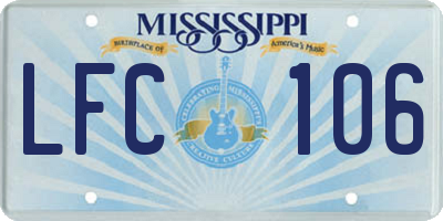 MS license plate LFC106