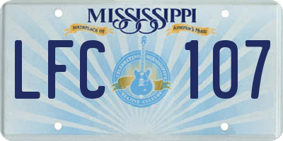 MS license plate LFC107
