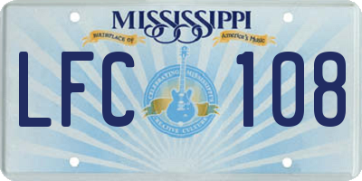 MS license plate LFC108