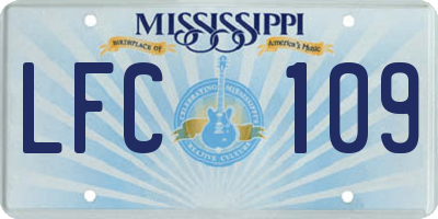 MS license plate LFC109