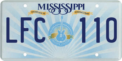 MS license plate LFC110