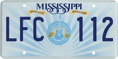 MS license plate LFC112