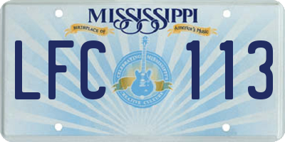 MS license plate LFC113