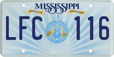 MS license plate LFC116