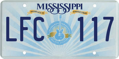 MS license plate LFC117