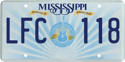 MS license plate LFC118