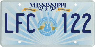 MS license plate LFC122