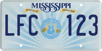 MS license plate LFC123