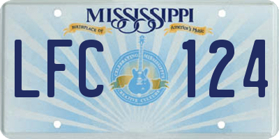 MS license plate LFC124