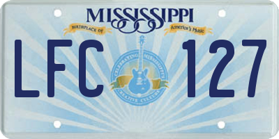 MS license plate LFC127