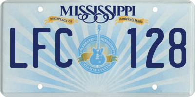 MS license plate LFC128