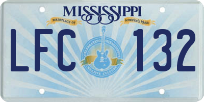 MS license plate LFC132