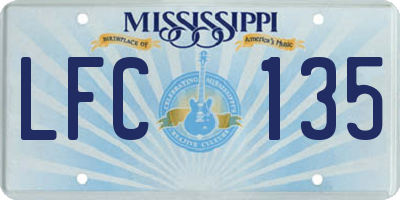 MS license plate LFC135