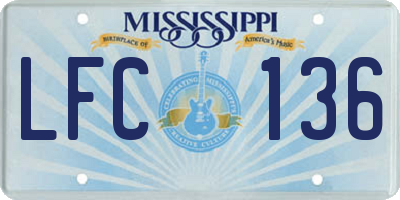 MS license plate LFC136