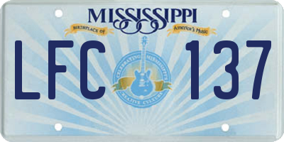 MS license plate LFC137
