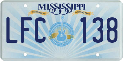 MS license plate LFC138