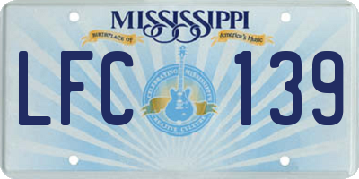 MS license plate LFC139