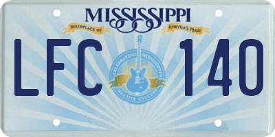 MS license plate LFC140