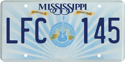 MS license plate LFC145