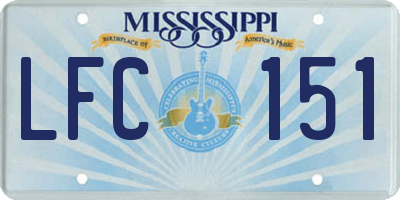 MS license plate LFC151