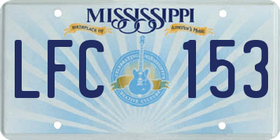 MS license plate LFC153