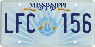 MS license plate LFC156