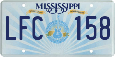 MS license plate LFC158