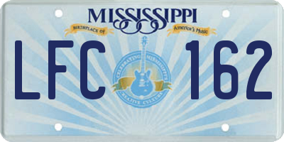 MS license plate LFC162