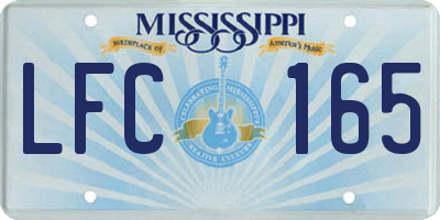 MS license plate LFC165