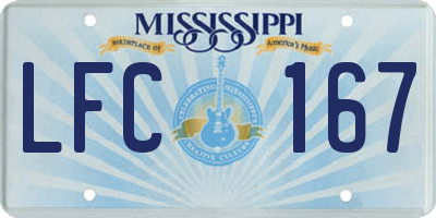 MS license plate LFC167