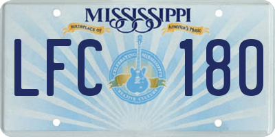 MS license plate LFC180