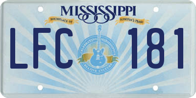 MS license plate LFC181