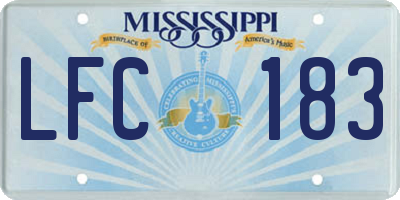 MS license plate LFC183