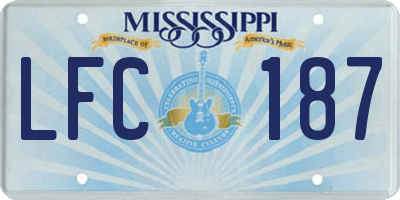 MS license plate LFC187