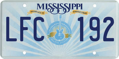 MS license plate LFC192